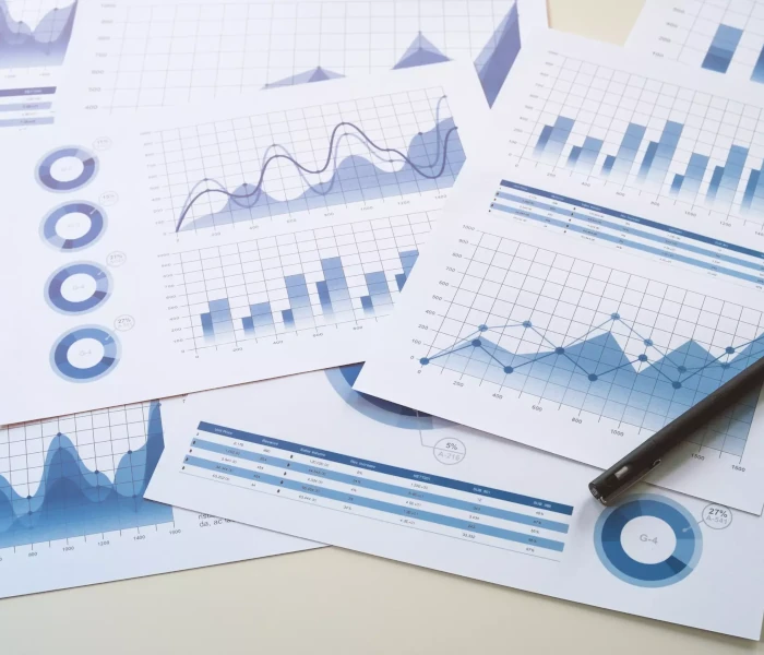 Several graph layed on a table.