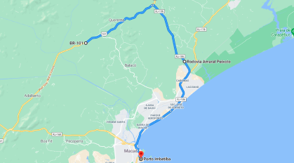 Mapa de acessos ao Porto do Macaé,