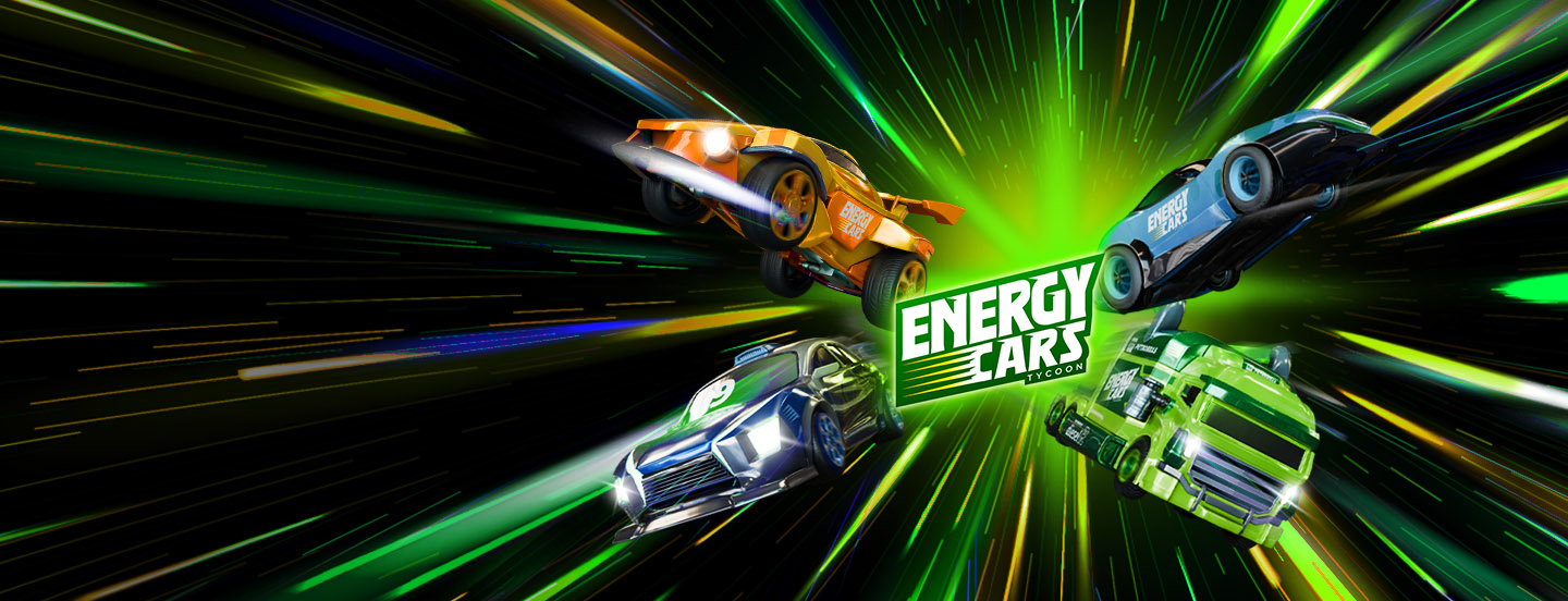 imagem de carrinhos do jogo e o logo Energy Cars