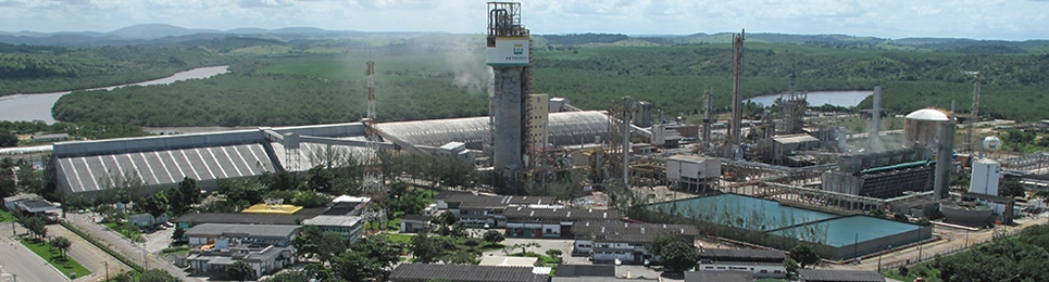 Visão aérea diurna da Fábrica de Fertilizante de Sergipe - FAFEN-SE.