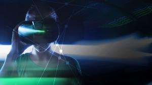 Woman wearing virtual reality glasses