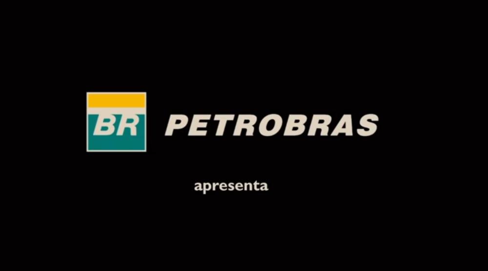 Logotipo da Petrobras sobre um fundo preto, acima da palavra Apresenta.