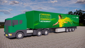 Caminhão da Caravana do Futebol Feminino Petrobras