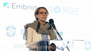 A diretora de Assuntos Corporativos, Clarice Coppetti, no lançamento do Prêmio “TV Brasil Petrobras para Elas”